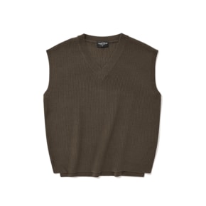 SP OVERSIZE SIDE SLITS KNIT VEST-BROWN