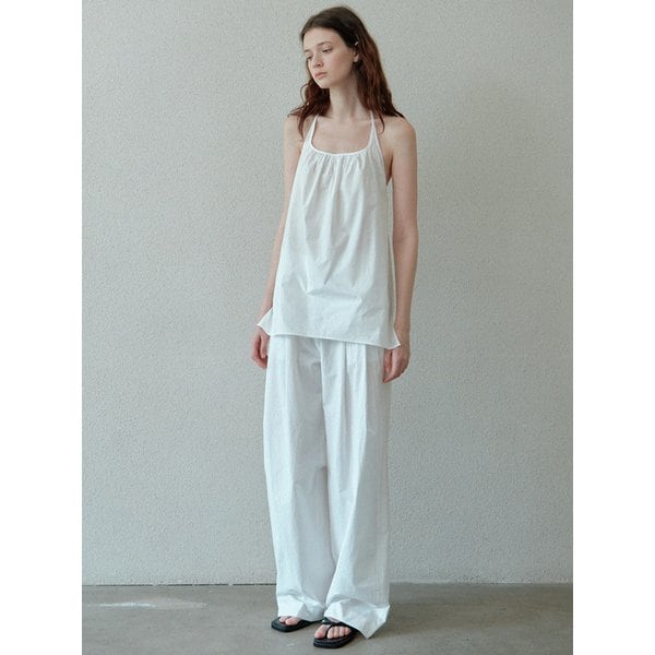 natural cotton wide pants (white)
