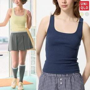 UNIQLO 유니클로 크롭 스퀘어넥 탱크탑 나시 민소매 여성 2장세트