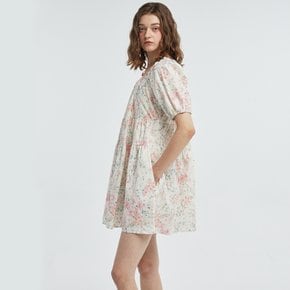 Off Shoulder Flower OnePiece Pink