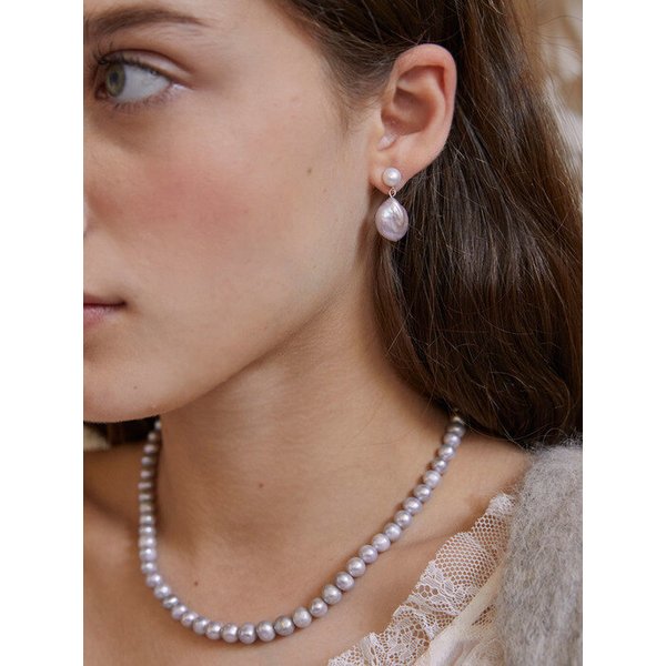 Lavender Pink Pearl Earrings _ 925silver