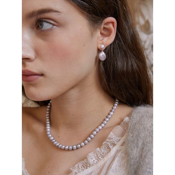 Lavender Pink Pearl Earrings _ 925silver