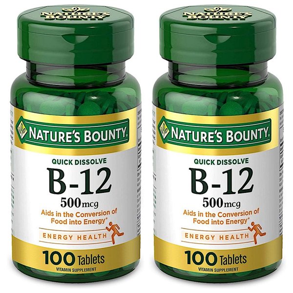 네이쳐스 바운티 퀵 디졸브 비타민B12 500mcg Natures Bounty B12 100정 2개