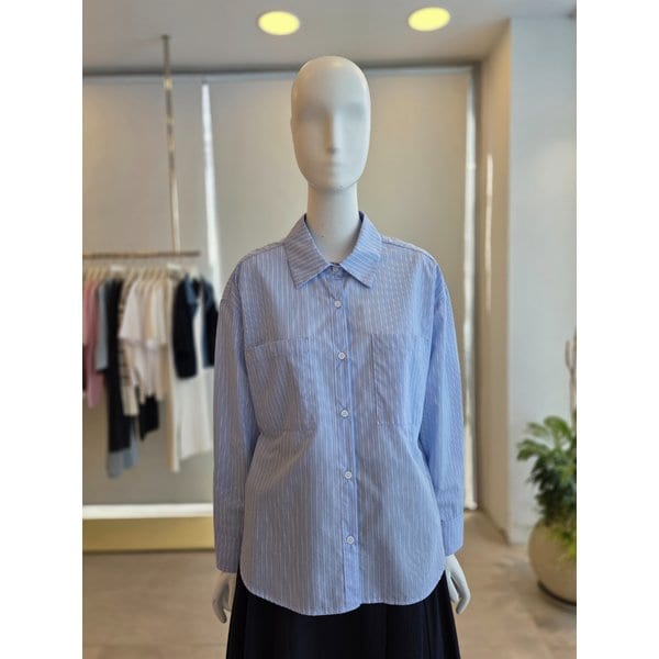 [여주점] [더 아이잗] 여성 루즈핏 코튼 스트라이프 블라우스(IS4M0BL761)