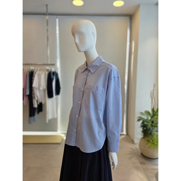 [여주점] [더 아이잗] 여성 루즈핏 코튼 스트라이프 블라우스(IS4M0BL761)