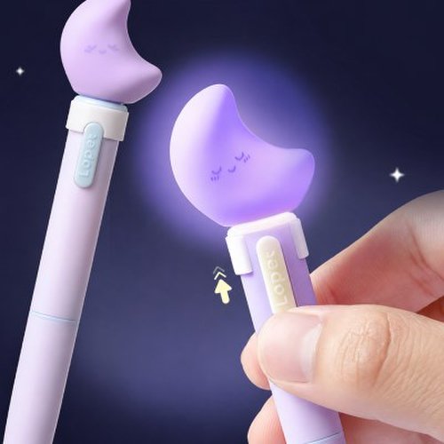 LED 볼펜 2종세트 문라이트(퍼플) 빛나는 네온 선물용 필기구 0.5mm 2