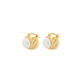 18k gold plated button pearl-earring