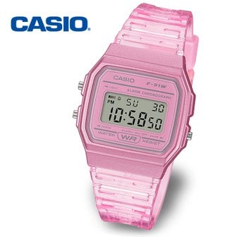 카시오 [정품] CASIO 카시오 투명 클리어 F-91WS-4D 공용 전자 손목시계