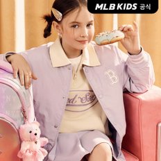 MLB키즈 (공식)25SS 바시티 피케 반집업 여아 맨투맨 세트 BOS (L.Beige)7FS2V0351-43NBL