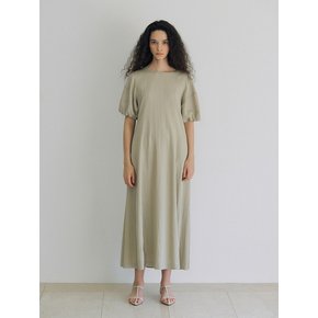 VOLUME SLEEVE LONG DRESS (2COLORS)