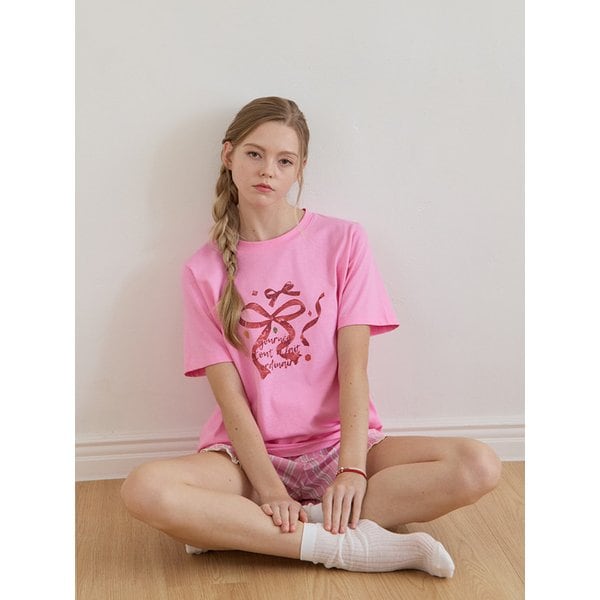 DOUBLE RIBBON POINT T-SHIRT PINK