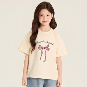 베비포 주니어 여아 반팔티 초딩 리본 일러스트 레터링 여름티 LT2...