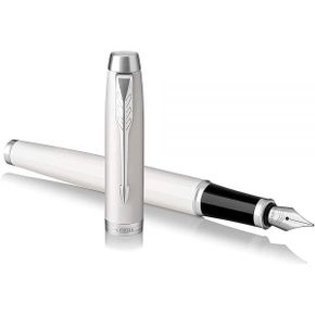 영국 파카 만년필 Parker IM Fountain Pen White Lacquer Medium Nib with Blue Ink Refill Gift