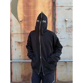 EYELET FACE FULL ZIP-UP HOODIE (BLACK)