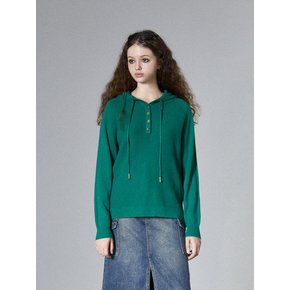 Button Up Knitted Hoodie (GREEN)