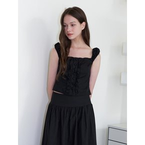 frill sleeveless blouse top - black