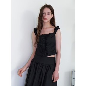 frill sleeveless blouse top - black