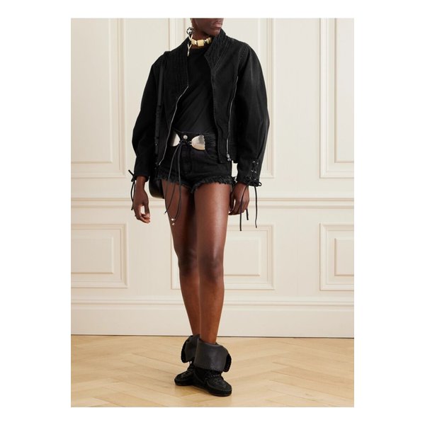 에디나 레이스업 패널 데님 재킷 블랙 1647597357878962