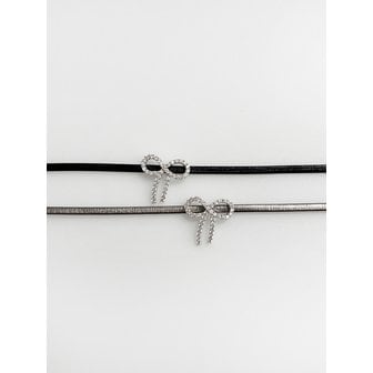 어거스트하모니 Crystal Ribbon Leather Choker / 2color