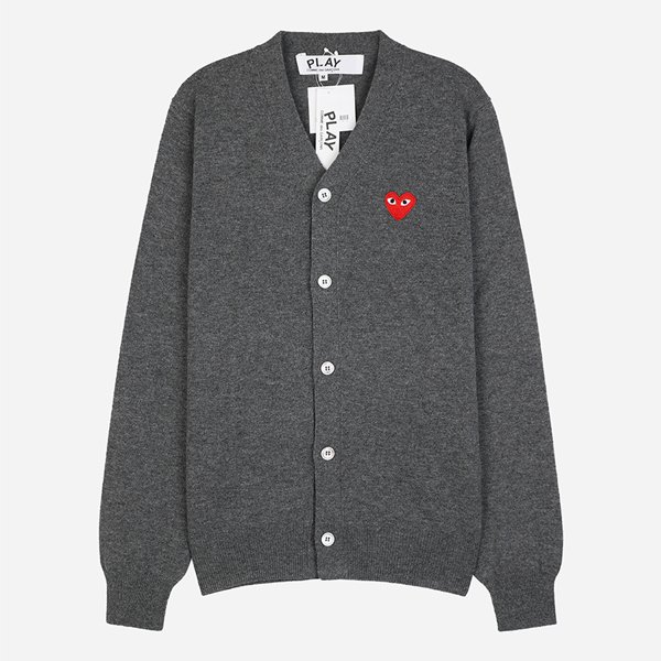 [시흥점] 5F AX N008 051 3 레드 하트 니트 브이넥 가디건 그레이