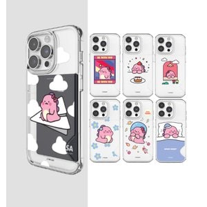  갤럭시 S24 S23 핸드폰 케이스 정품 TRY 핑크 리틀티노의 일상 카드수납 클리어 하드케이스