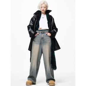 FAUX SHEARING TRENCH HALF COAT_BLACK BLACK