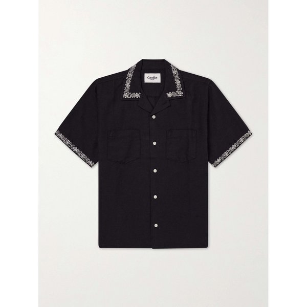 코리더 하모니 캠프 칼라 자수 리넨 코튼 블렌드 셔츠 46376663163008689