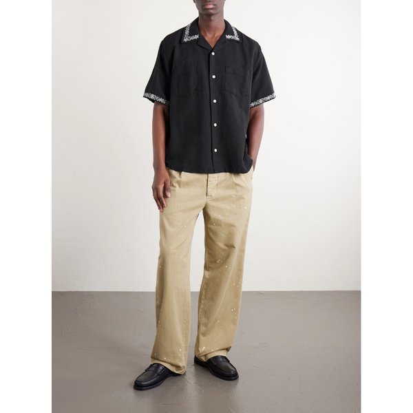 코리더 하모니 캠프 칼라 자수 리넨 코튼 블렌드 셔츠 46376663163008689