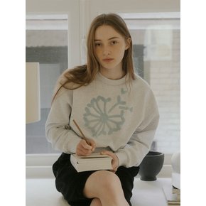 A BOUCLE FLOWER SEED SWEATSHIRT_WHITE GREY