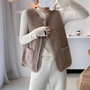 여성 뽀글이 양털 조끼 후리스 여자 베스트