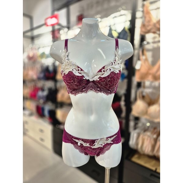 [시흥점] S 와코루) 살루트 블링블링 펄 모티브 브라 백레이스 팬티 세트 DBR0439+DPT0439A-WI