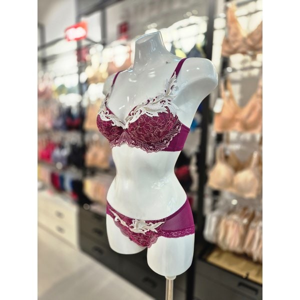 [시흥점] S 와코루) 살루트 블링블링 펄 모티브 브라 백레이스 팬티 세트 DBR0439+DPT0439A-WI