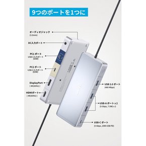 Anker KVM Switch (Dual 4K, For Dual 노트북) 9-in-1 전환기 PC2대용 듀얼 디스플레이 USB PD