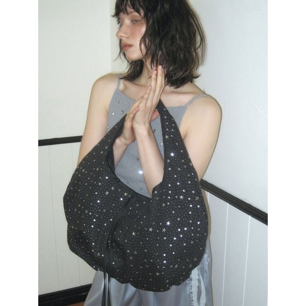 Plumpy hobo bag [Star silver black]