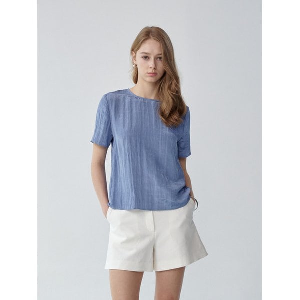 MERDI Back Slit Blouse (Dust Blue)