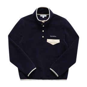 QZ741NA NAVY/CREAM 세리프 (SERIF) 로고 버튼 폴라 플리스 공용 맨투맨