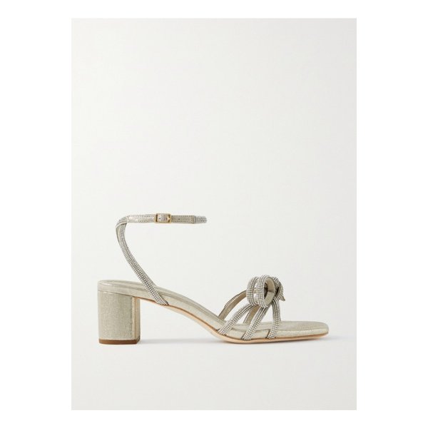 로플러 랜달 넷 서스테인 미켈 크리스털 장식 메탈릭 스웨이드 샌들 실버 38063312420856702