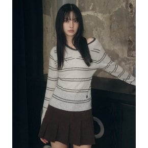 심볼 브이넥 스트라이프 니트