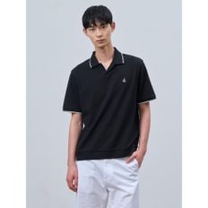 [24SS]솔리드 오픈 칼라넥 티셔츠  블랙 (BC4342C075)