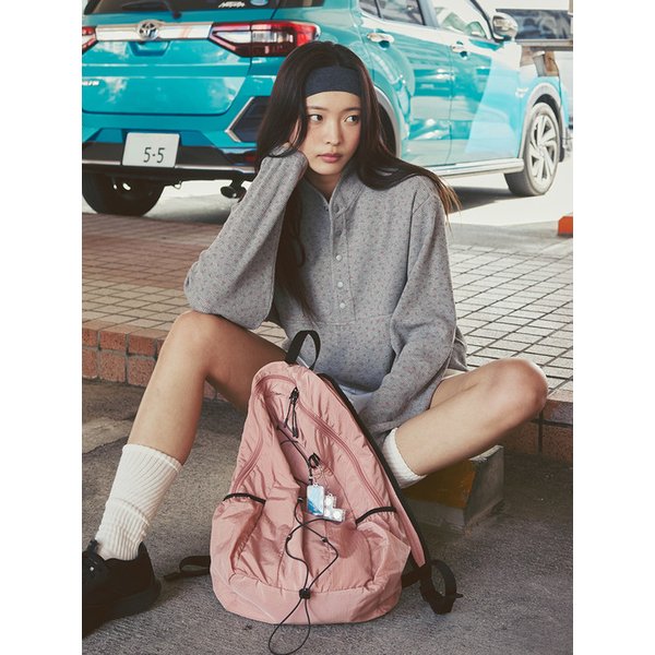 FLORAL WAFFLE TOP (MELANGE GREY)