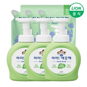 [라이온] 아이깨끗해 핸드워시 용기 490ml 3개+리필 450ml 3개 (향 택1)