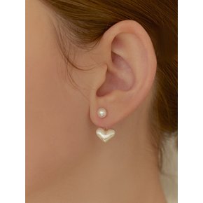 [연말 스페셜 6mm+10mm 진주귀걸이 증정][925 silver]  Two-way Pearl Heart Earring