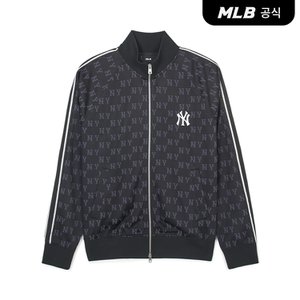 MLB [코리아공식]클래식 모노그램 져지 자카드 스텐드넥 집업 NY (Black)