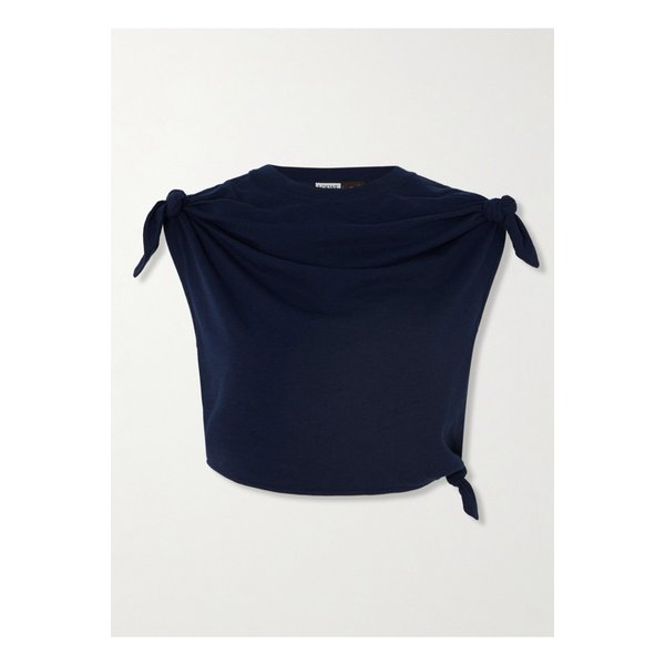 파울라 이비자 크롭 노티드 코튼 혼방 저지 티셔츠 네이비 1647597335543014