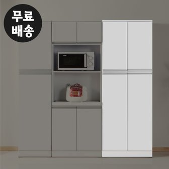 벤티스가구 리보 주방 양문 수납장 홈카페장 보조장 키큰장 속깊은 냉장고장 틈새장(600/화이트)