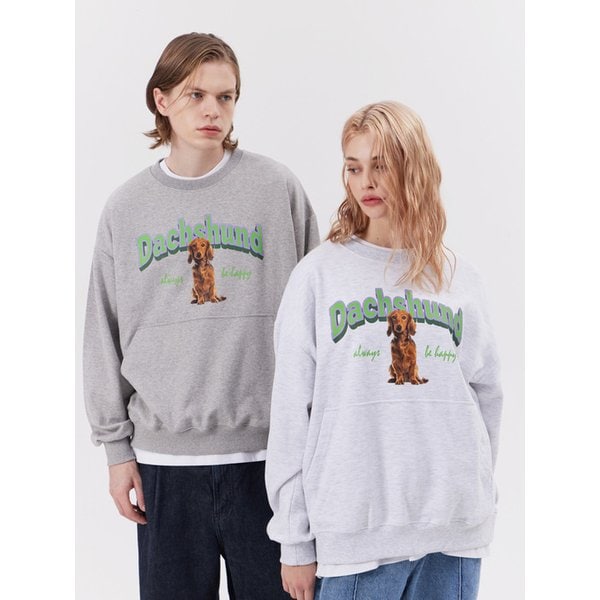 오버핏 닥스훈트 포켓 스웨트 셔츠  (3Colors)