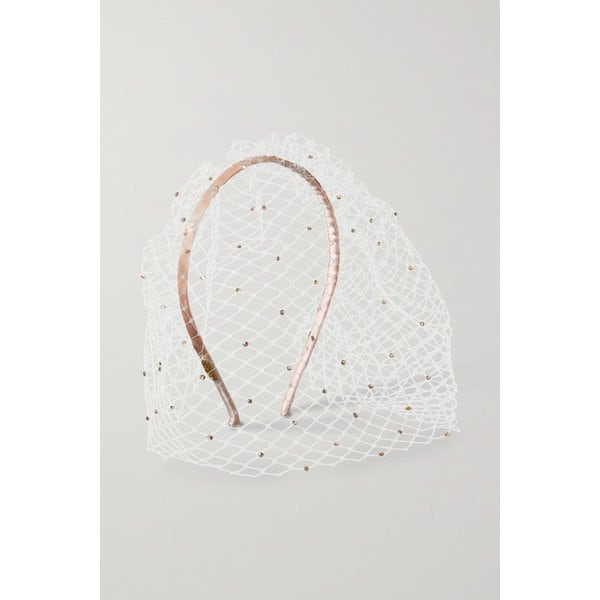 유지니아 킴 Halsey Embellished Fishnet And Satin Headband 블러시 42247633208518880