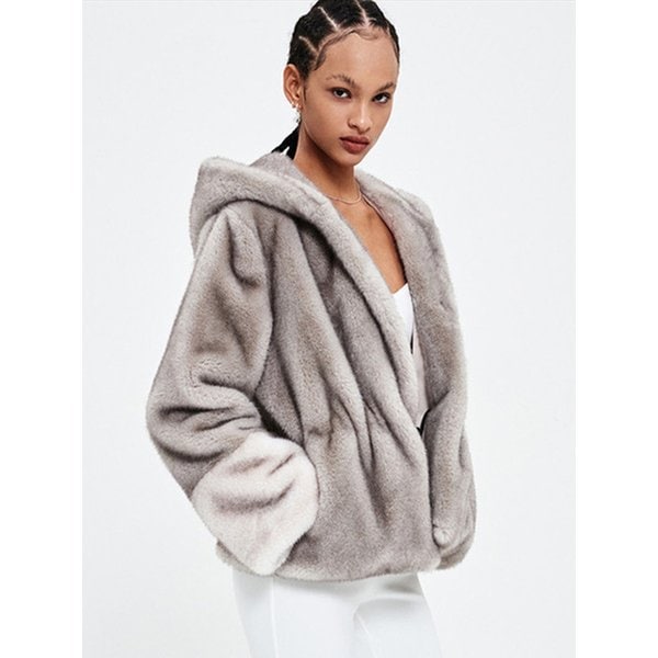 MOANA HOODIE FUR JACKET GREY
