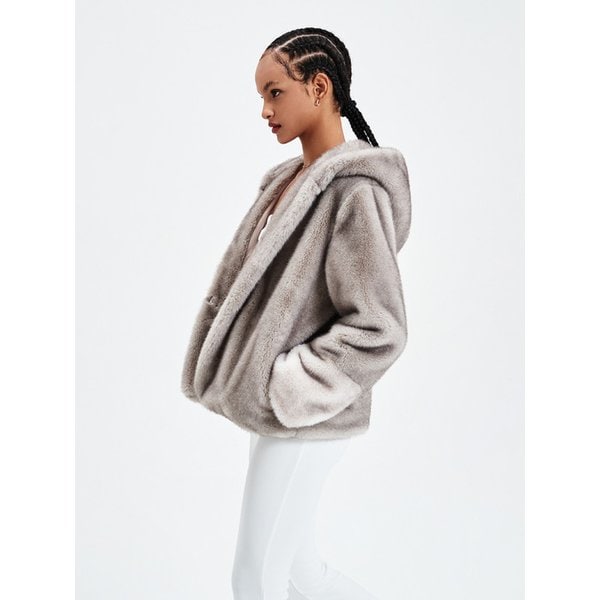 MOANA HOODIE FUR JACKET GREY