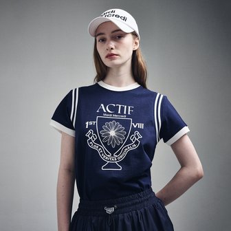 Mardi Mercredi Actif [마르디메크르디악티프]COLOR BLOCK T SHIRT CHAMPION CUP ACTIF_NAVY IVORY/ AFK41JSS001NVIV